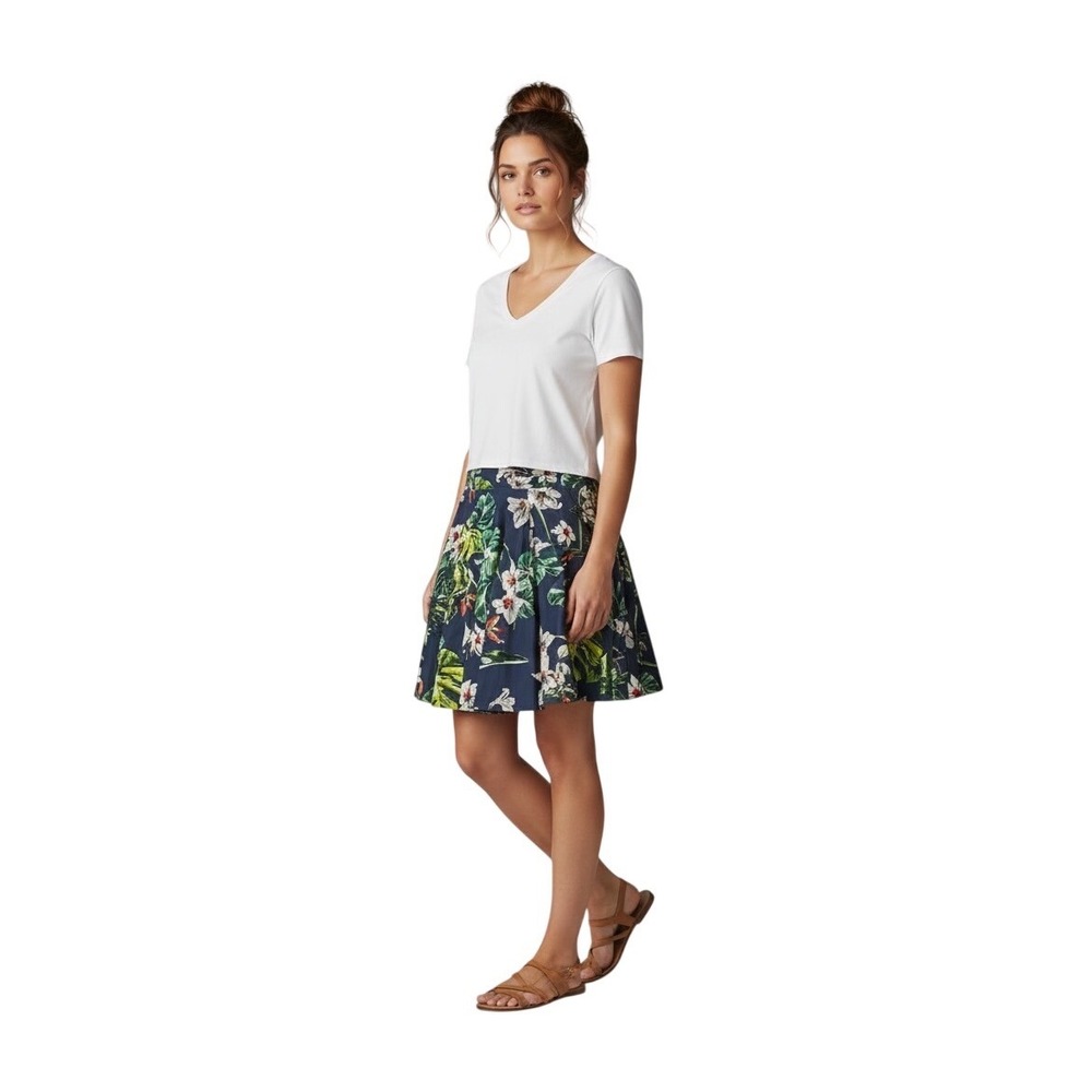 American Living Tropical Palm Print Flare Skirt Size Large Vacation Summer
